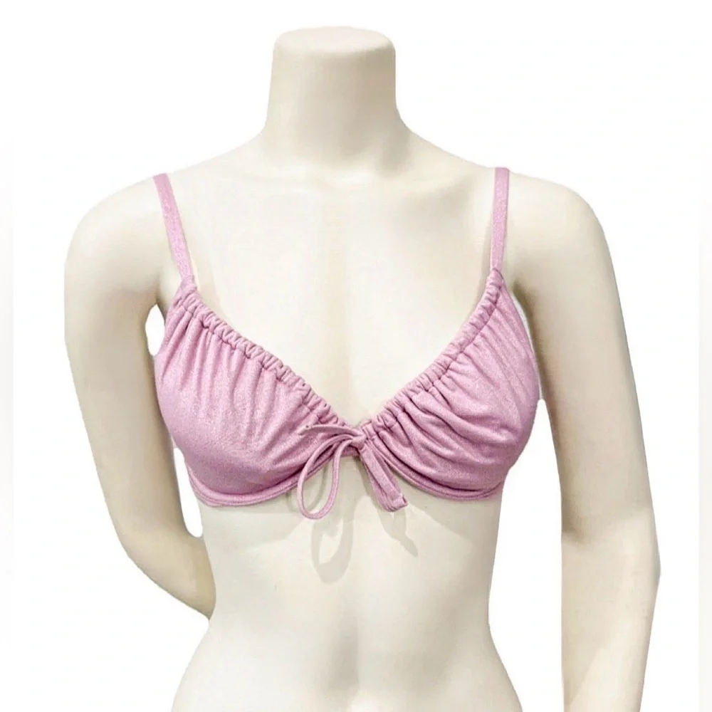 Hollister Pink Metallic Bralette Bikini Top XS